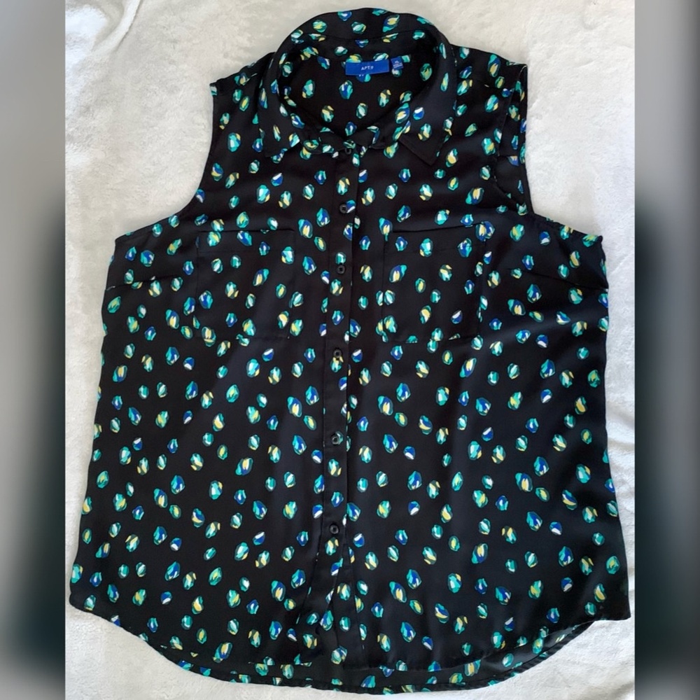 Apt 9 Button Down Sleeveless Top Cheetah Print Blo